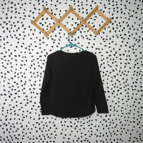 Wonder Nation Black Basic Girls Long Sleeve Shirt - Picture 3 of 7